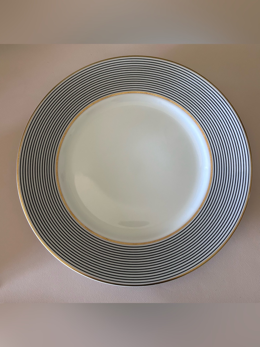 Raynaud Ceralene Crinoline Black 10 3/4" Dinner Plate Limoges France 1990